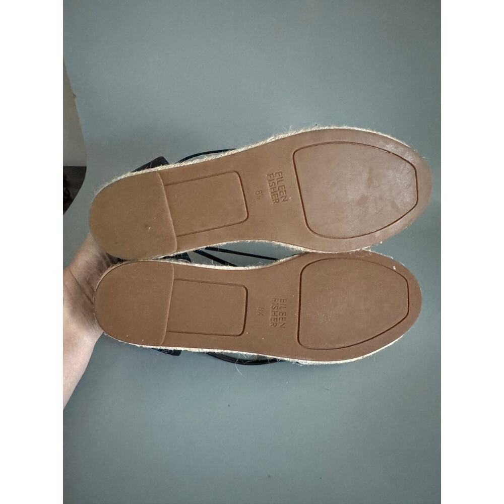 Eileen Fisher Black Leather d'Orsay Espadrille Flat Slip On Shoes - Size 8.5 - Picture 7 of 8